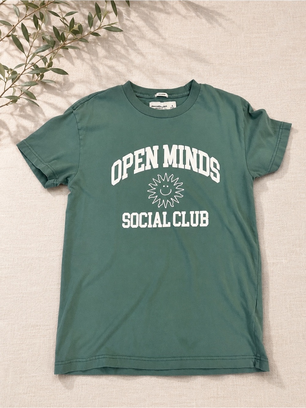 Abercrombie & Fitch Open Minds Social Club Relaxed Tee Green Size S